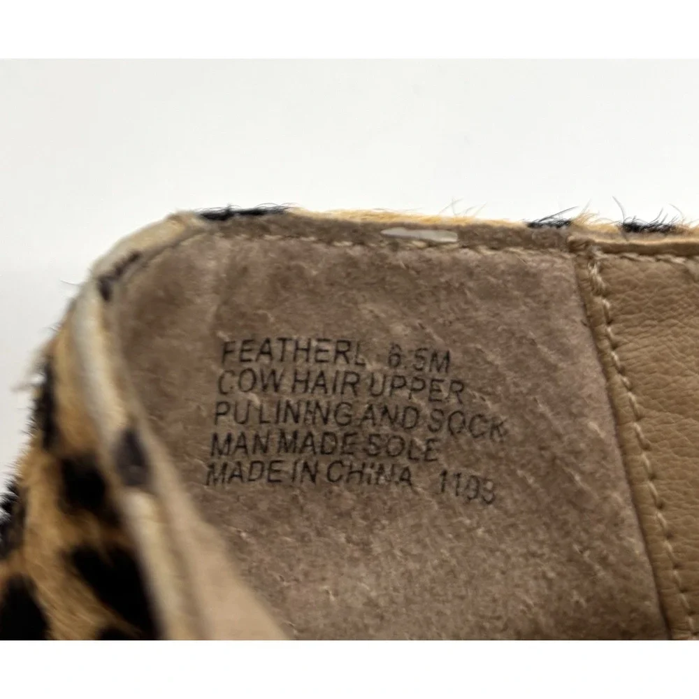 Steve Madden Feather-L Calf Hair Loafers Leopard Print Pointed Toe Sz 6.5‎